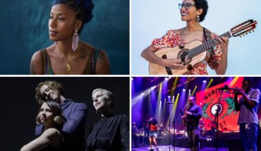 Four photos of music artists.