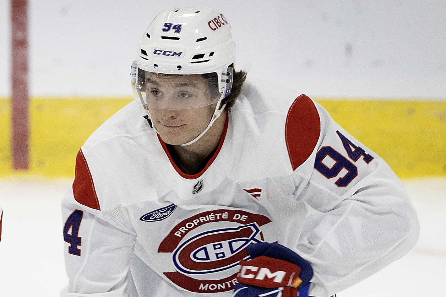 Close-up of right-shooting defenceman Bryce Pickford.