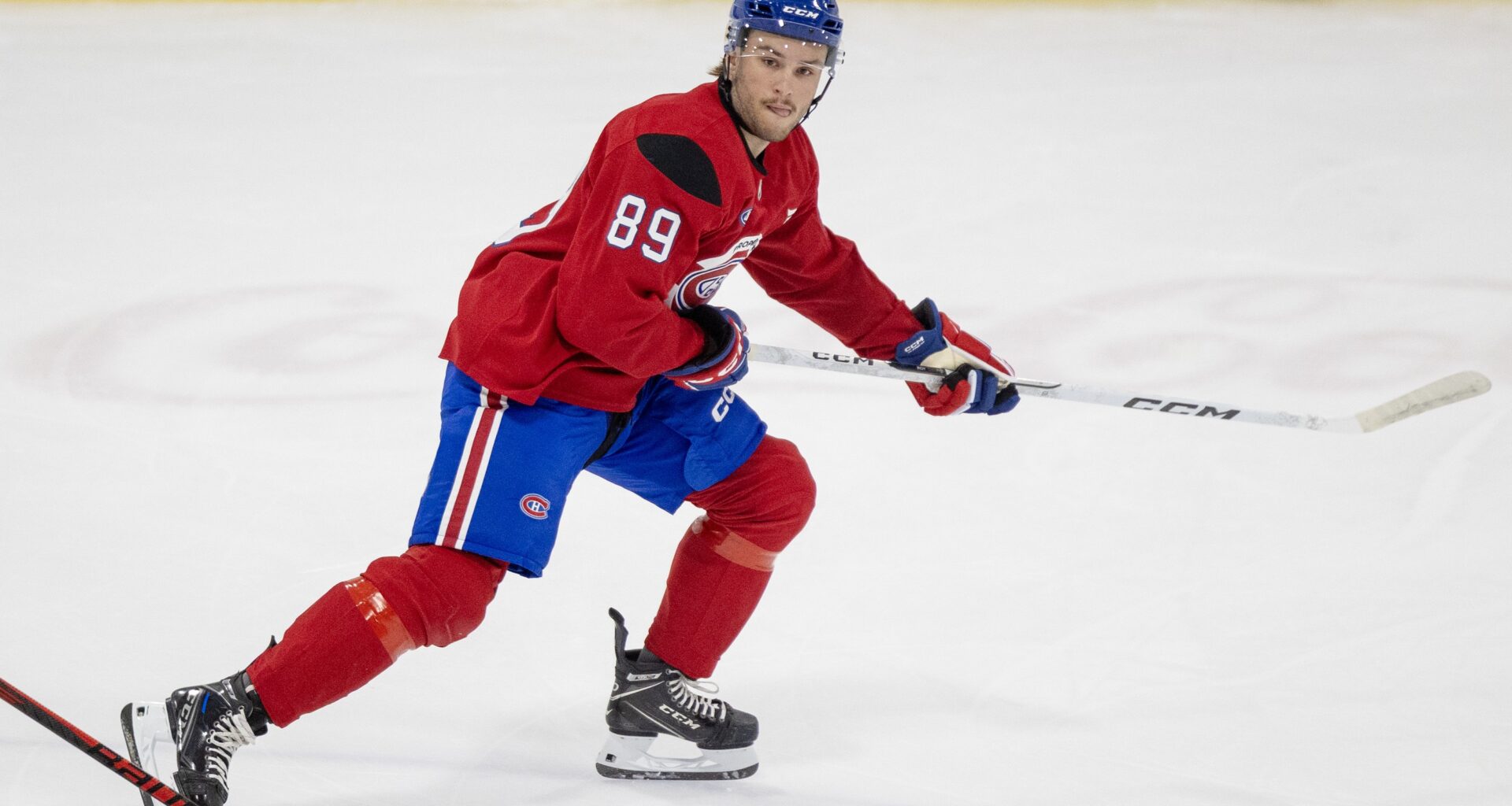 Joshua Roy skates into the offensive zone during Canadiens training-camp scrimmage in Brossard on Sept. 18.