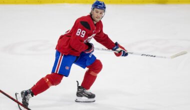 Joshua Roy skates into the offensive zone during Canadiens training-camp scrimmage in Brossard on Sept. 18.