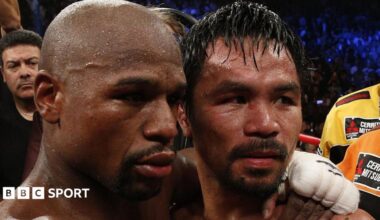 Manny Pacquiao and Floyd Mayweather in 2015