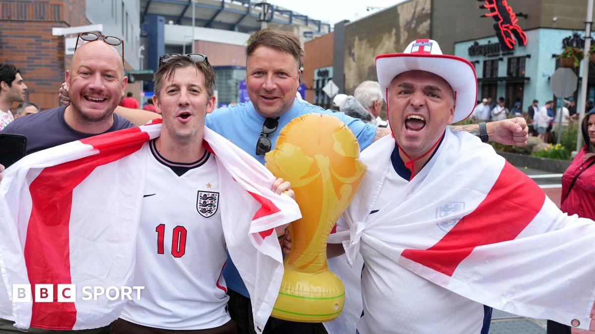 England fans in celebratory mood in a packed bar in Boston ahead of Tuesday's game against Ghana