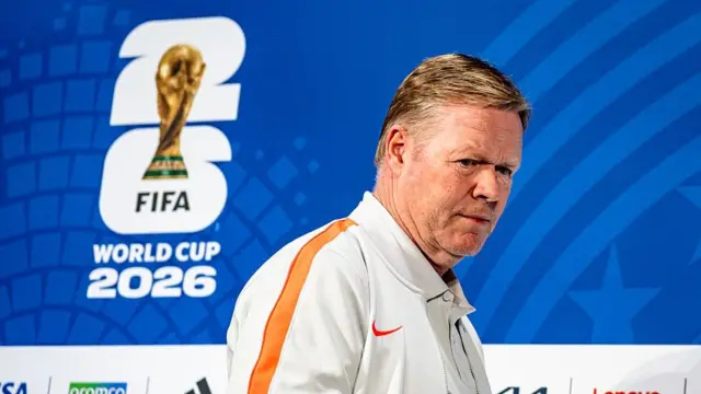 Netherlands national team coach Ronald Koeman attends the Netherlands MD-1 press conference during the 2026 World Cup at AT&T Stadium in Dallas, United States, on June 13, 2026.