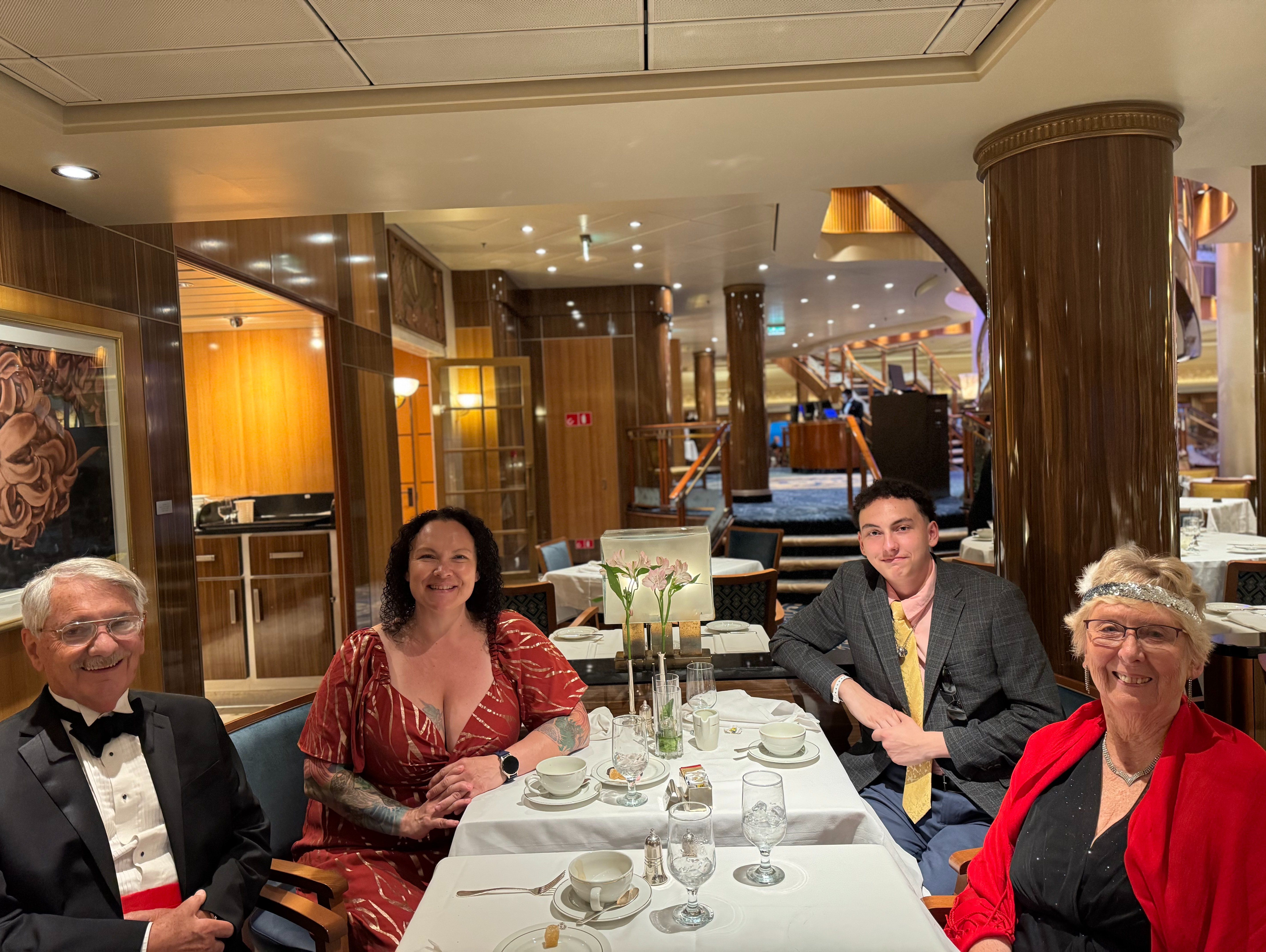Riley and Christy with Darlene and Gordon on a Gala evening in borrowed clothes