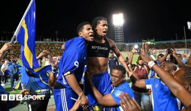 Curacao players celebrate their World Cup qualification
