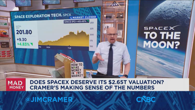 While you've been busy trying to justify SpaceX's valuation, buyers have been pushing it higher, says Jim Cramer