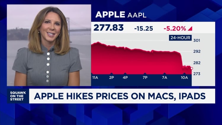 Apple shares slide as Mac and iPad hikes raise fears of higher iPhone prices