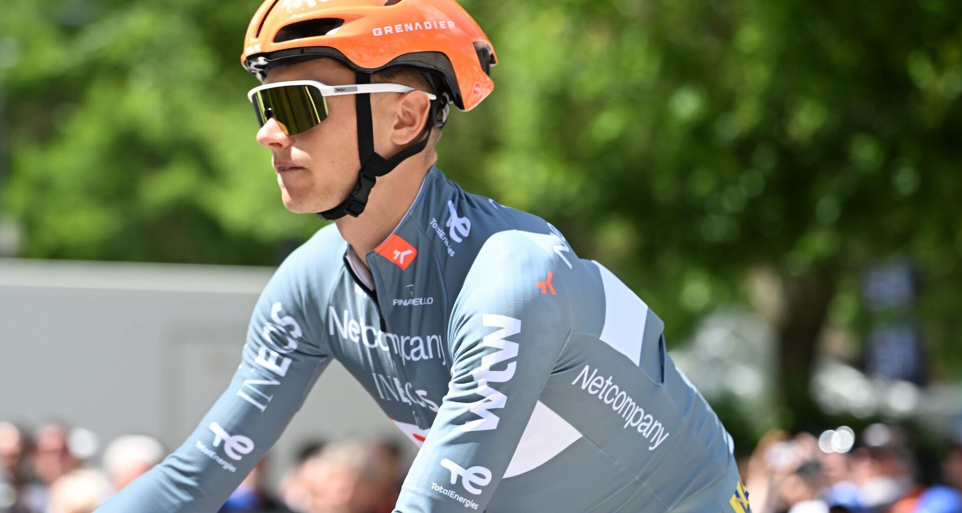 Nightmare fuel: Oscar Onley was left hanging from a tree after Dauphiné crash