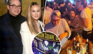 Sarah Jessica Parker, Matthew Broderick and their kids celebrate Knicks win at NYC bar