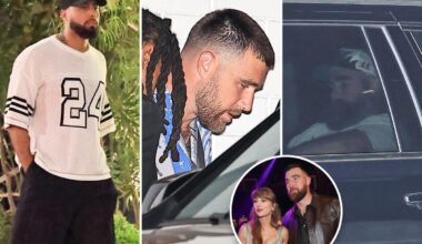 Travis Kelce has boys' night in LA as guests gather at Taylor Swift's Rhode Island home ahead of wedding