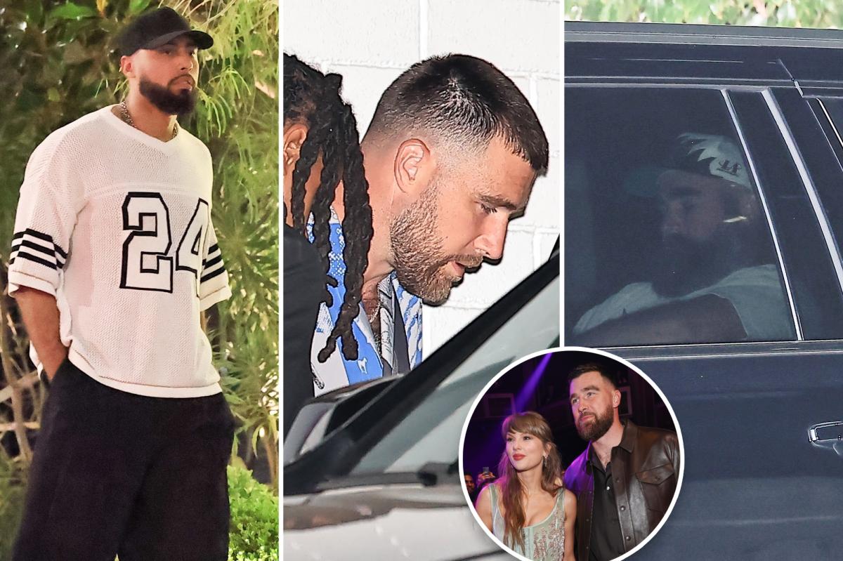 Travis Kelce has boys' night in LA as guests gather at Taylor Swift's Rhode Island home ahead of wedding