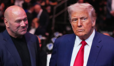 Donald Trump and Dana White attend a UFC event in 2025.
