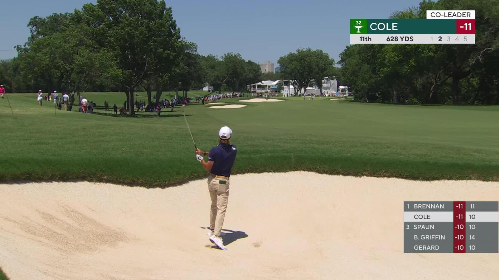 Eric Cole sinks 24-foot birdie putt on No. 11 at Charles Schwab