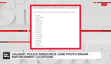 Calgary Police Announce June Photo Radar Enforcement Locations