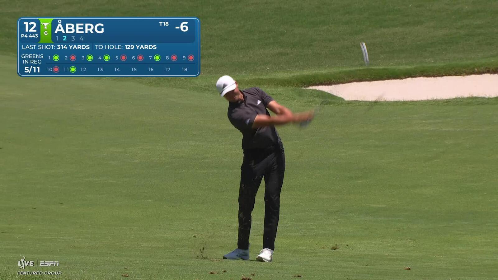 Ludvig Åberg holes 130-yard approach for birdie on No. 12 at Charles Schwab