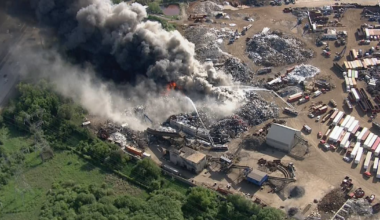 Brampton scrap metal yard on fire