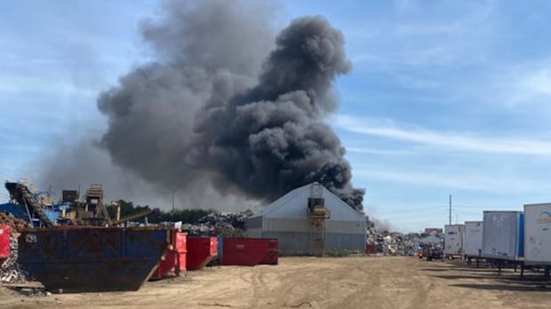 Crews battle large fire at Brampton scrap metal yard, no one injured, officials say