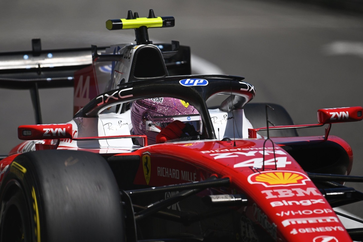 Lewis Hamilton divides F1 fans with sparkly pink Ferrari helmet at Monaco GP