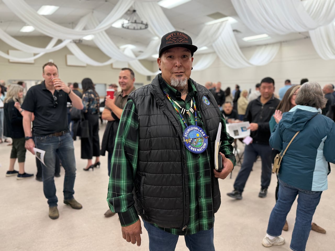 A man in a community hall.