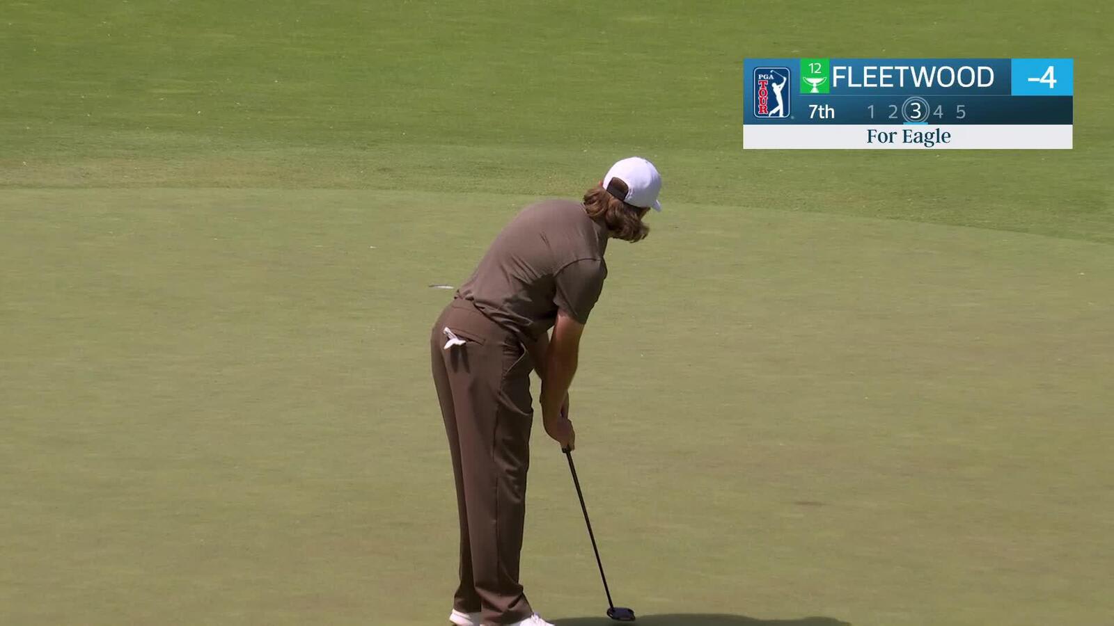 Tommy Fleetwood makes birdie on No. 7 at the Memorial