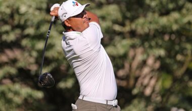 Kim Si-woo of Korea tees off on the second hole during the second round of the Memorial Tournament at Muirfield Village Golf Club in Dublin, Ohio, Friday (local time). AFP-Yonhap