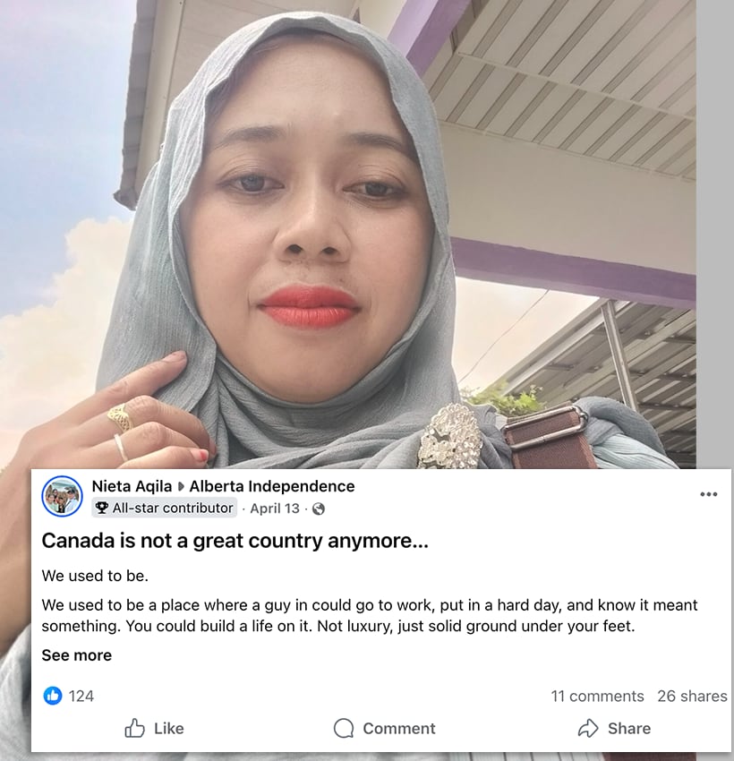 A woman and a social media post.