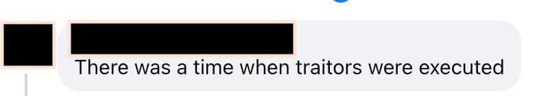 A comment on a Facebook post.