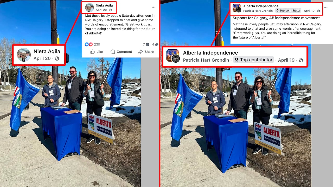 A comparison between two identical social media posts.