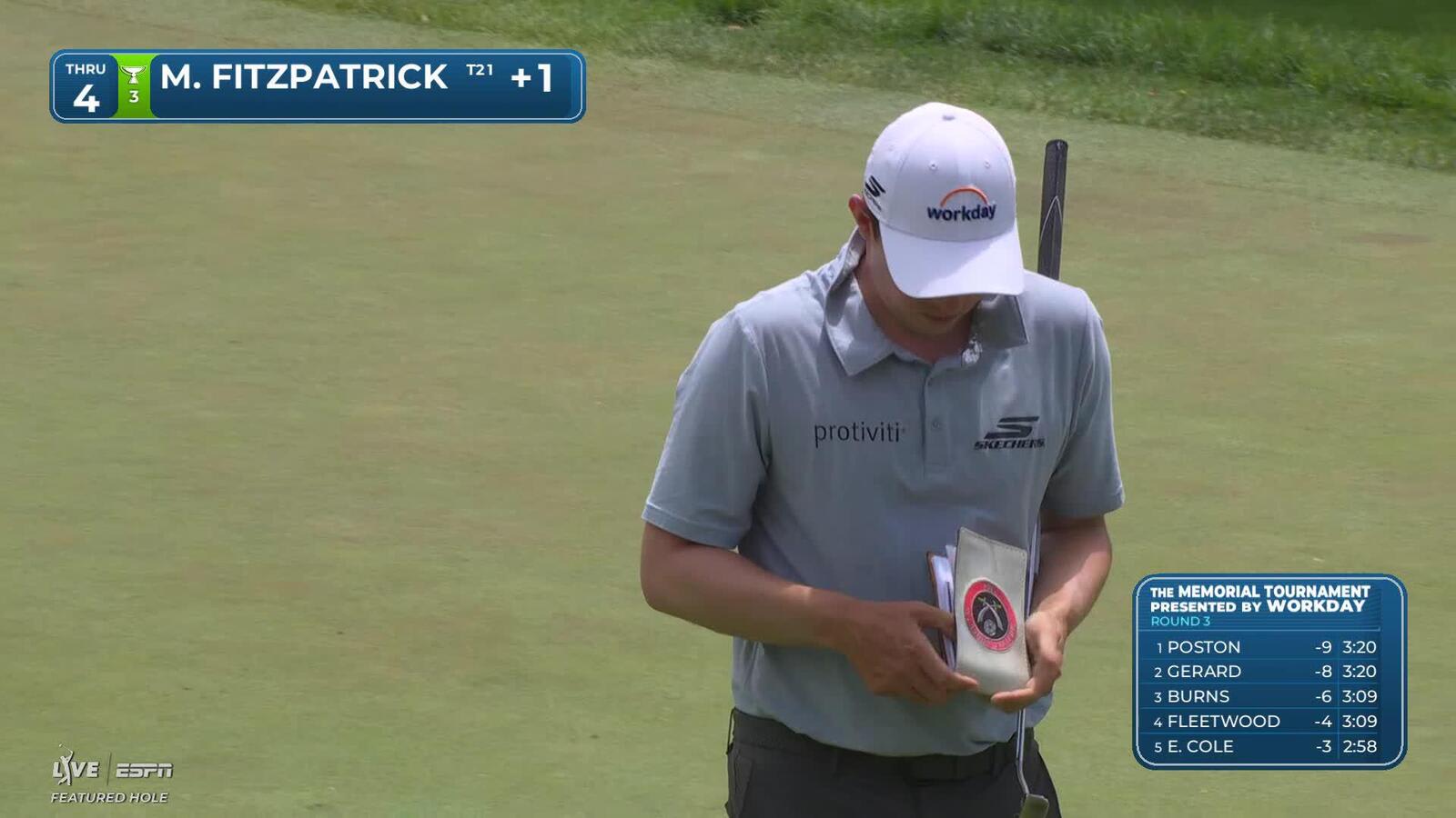 Matt Fitzpatrick hits tee shot to 12 feet, sets up birdie on No. 4 at the Memorial
