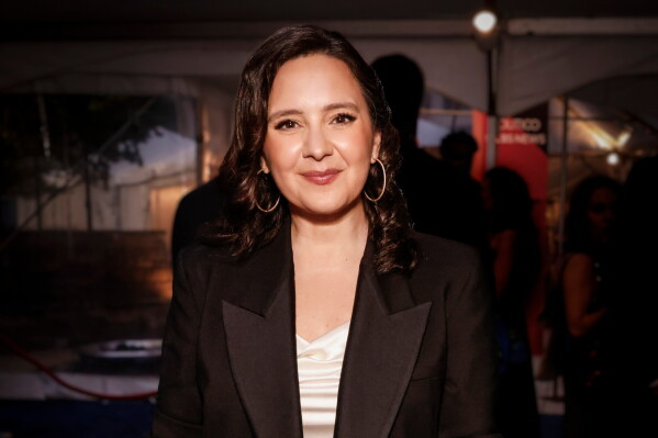 This image released by CBS News shows Bari Weiss at the CBS News/Politico reception ahead of the White House correspondents dinner in Washington on April 25, 2026. (Mary Kouw/CBS News via AP)
