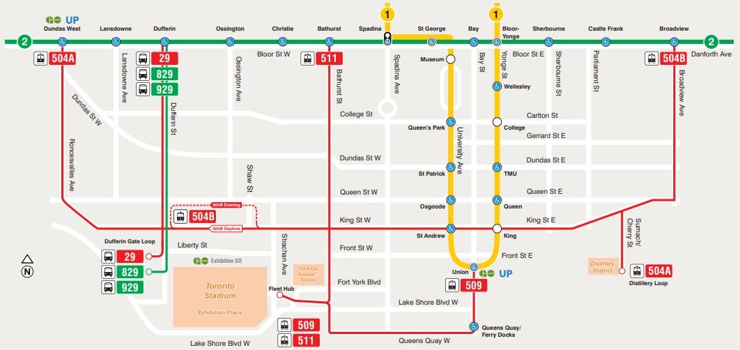 A TTC map of added World Cup service