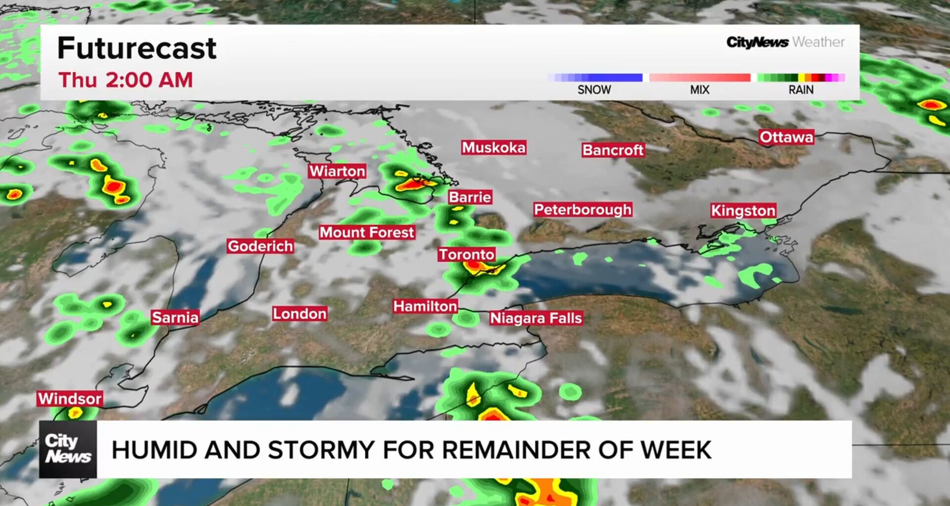 Humid and potentially stormy in GTA for rest of the week