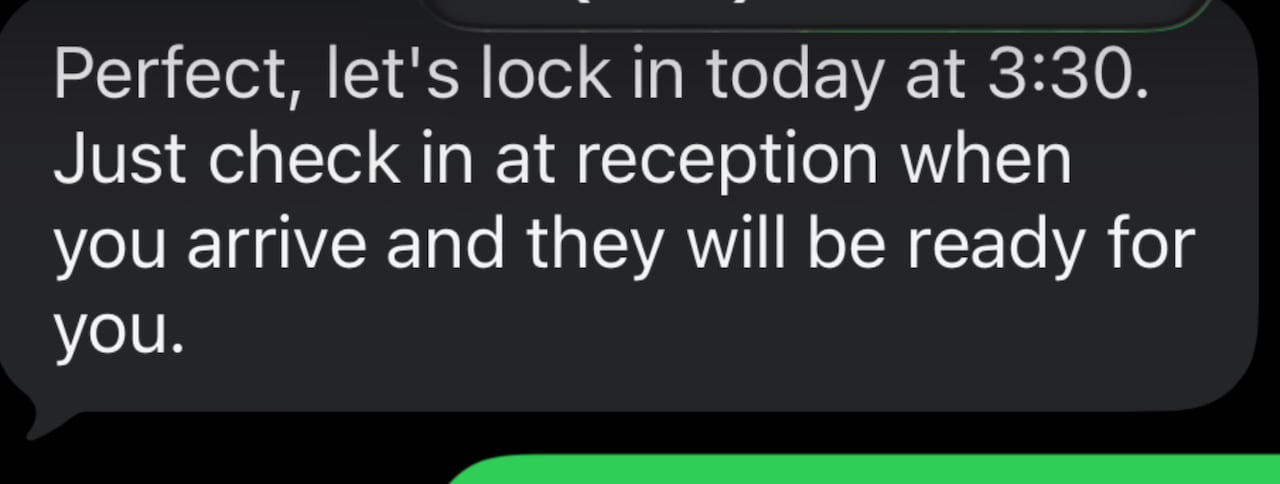 AI chatbot's text telling Zack Giacomelli, "Let's lock in today at 3:30."