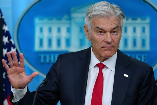 Centers for Medicare & Medicaid Services administrator Dr. Mehmet Oz speaks with reporters on June 2, 2026. (AP Photo/Julia Demaree Nikhinson)