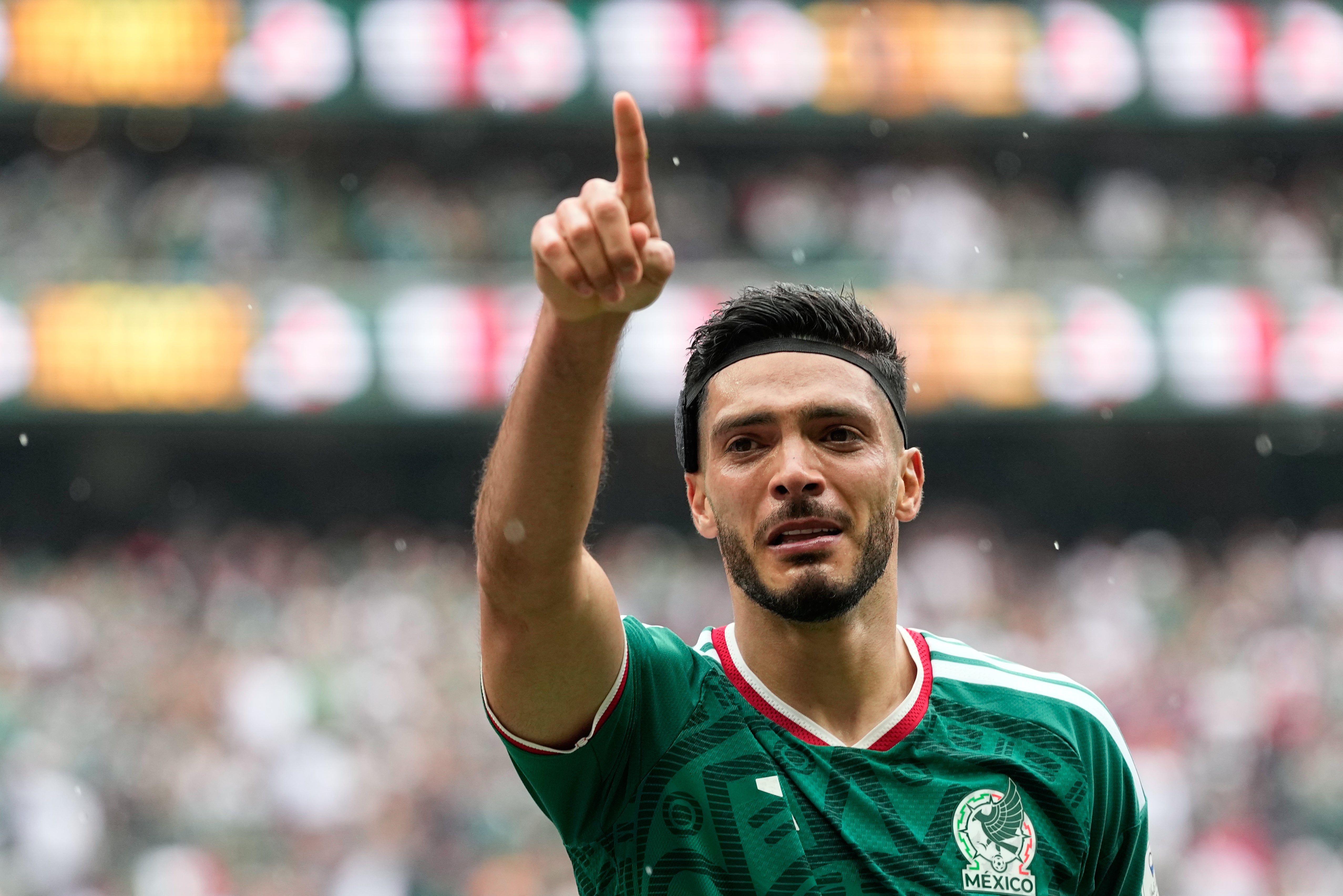 Mexico's Raul Jimenez celebrates after scoring his side's second goal