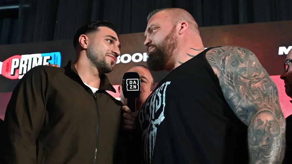 Tommy Fury and Eddie Hall facing off