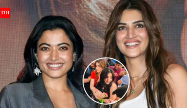 Cocktail 2 Promotion: Kriti Sanon wins hearts for shielding terrified Rashmika Mandanna from mob during 'Cocktail 2' promotions: 'Like a younger sister' | Hindi Movie News