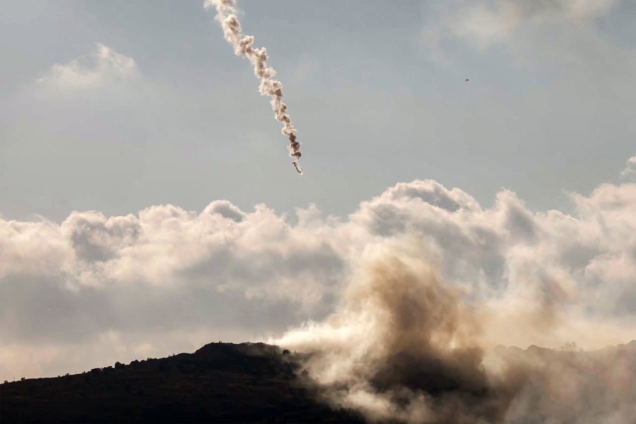 A projectile falls from the sky.