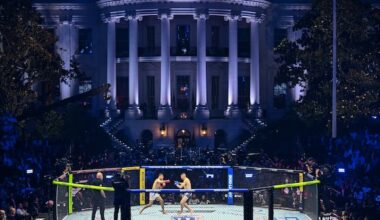 Trump gets ringside seat at White House UFC event on his 80th birthday