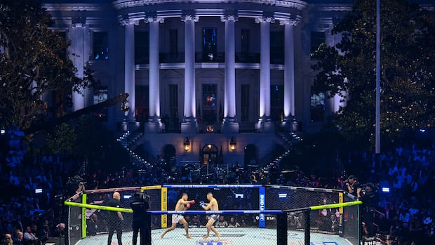 Trump gets ringside seat at White House UFC event on his 80th birthday