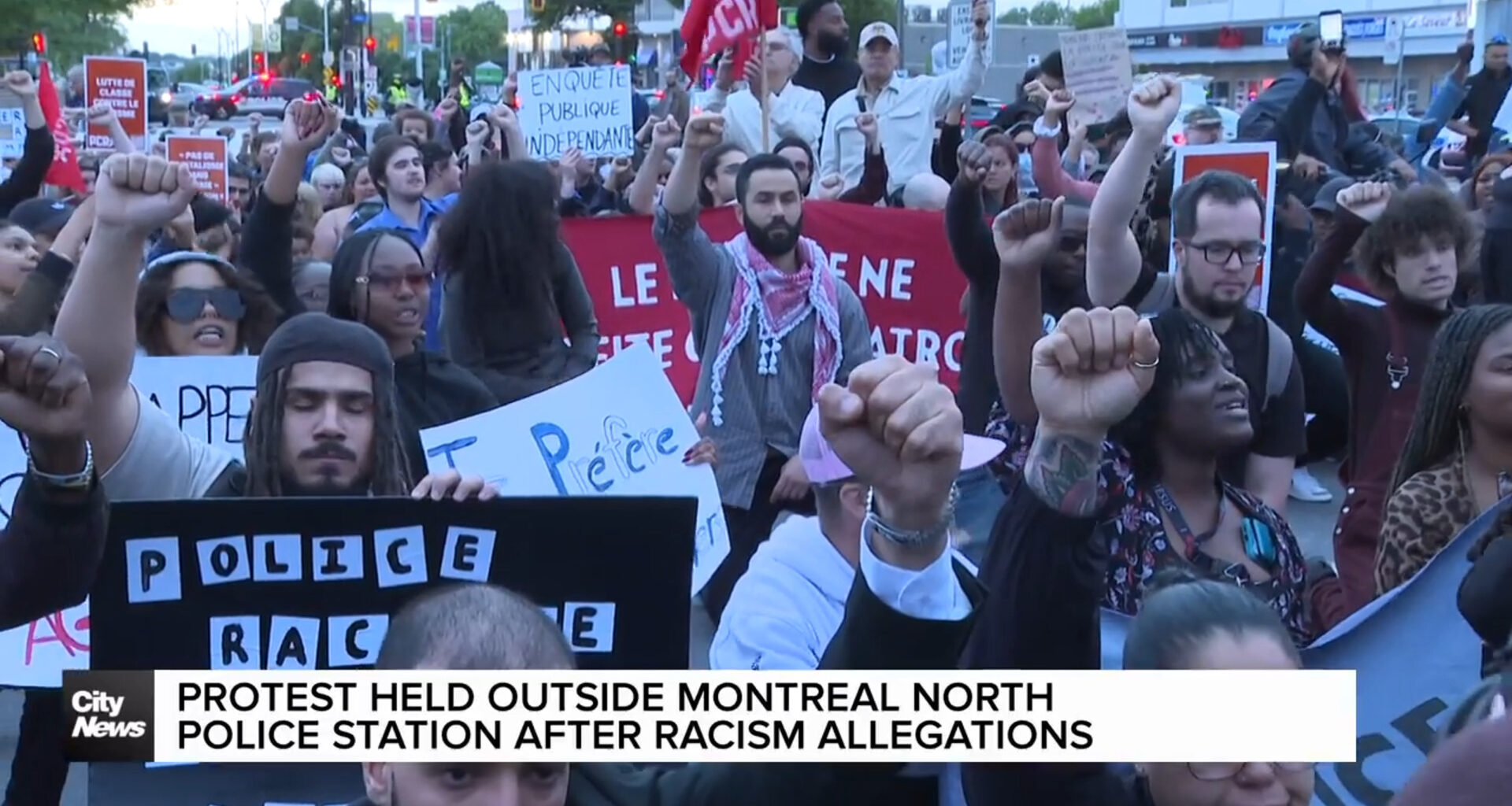 Protest held outside Montreal North police station over racism claims