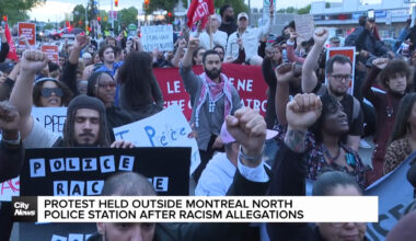 Protest held outside Montreal North police station over racism claims