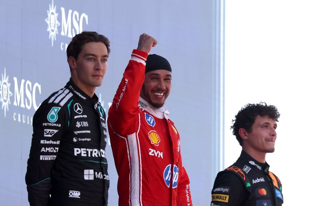 Lewis Hamilton, Ferrari, George Russell, Mercedes, Lando Norris, McLaren
