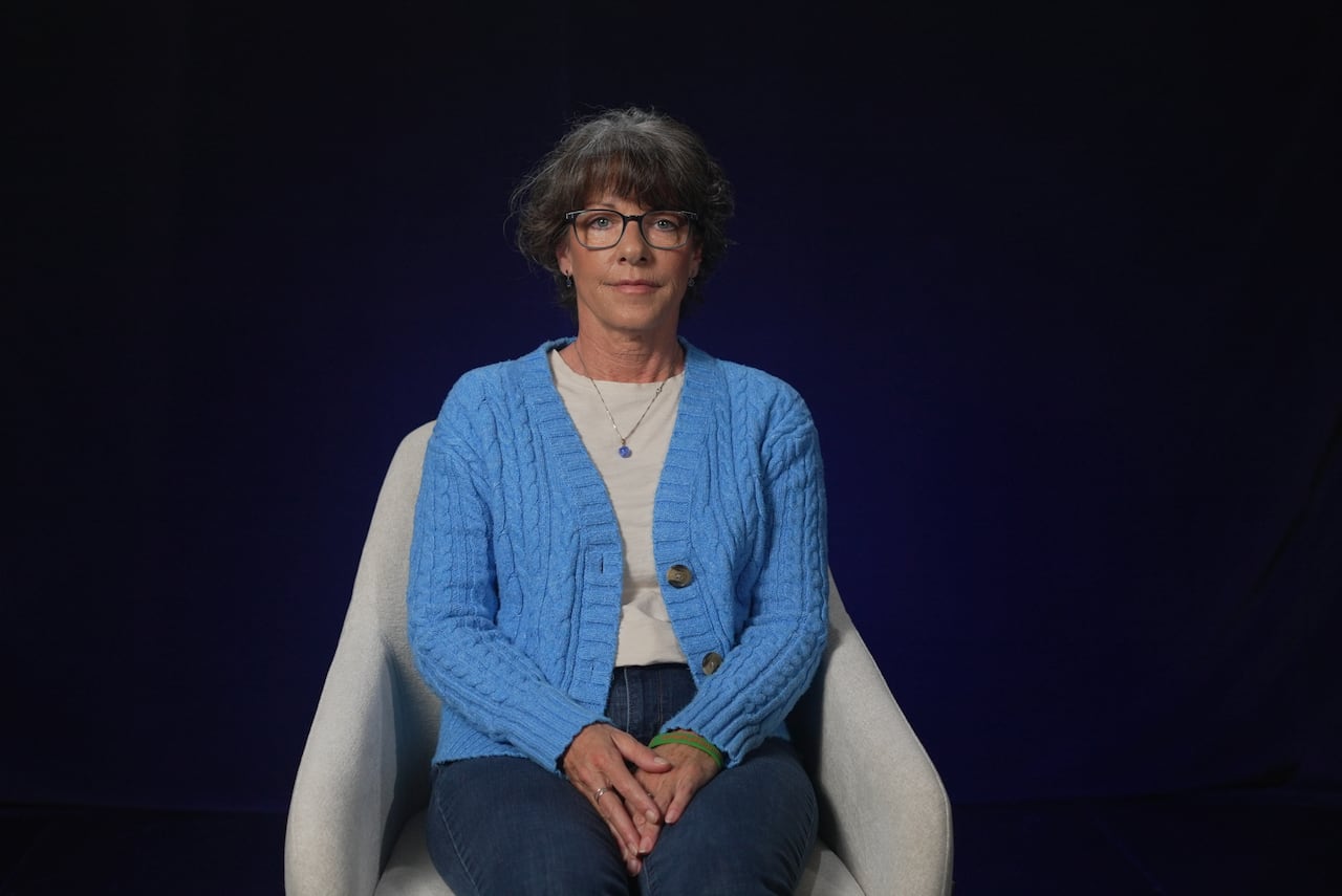 A woman sitting in a chair