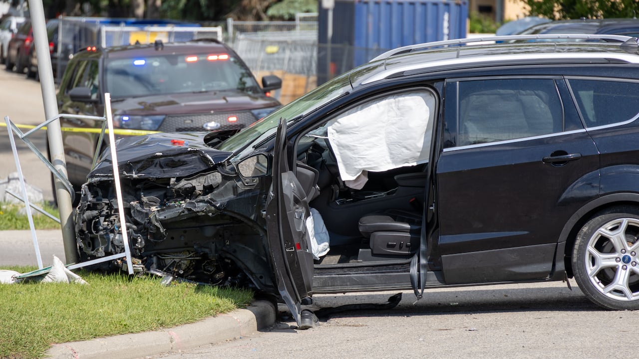 A car pictured after a crash.