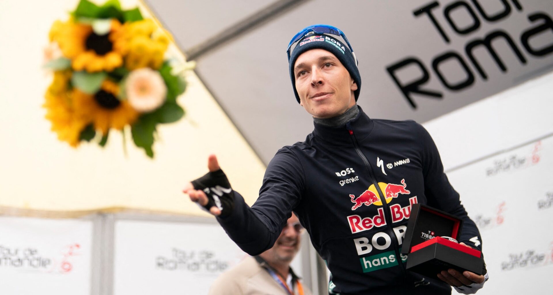 German Florian Lipowitz was second to Tadej Pogačar at the Tour of Romandie (Photo by Til Buergy / AFP)