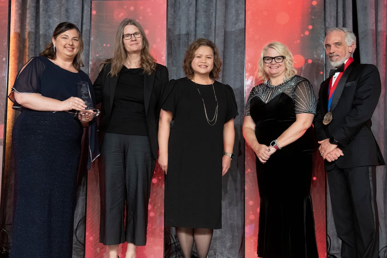 Brightshores Health System received an award from the Canadian College of Health Leaders in Montreal on June 14. Amy Bowins, left, is the manager of mental health and addictions accepting the award.