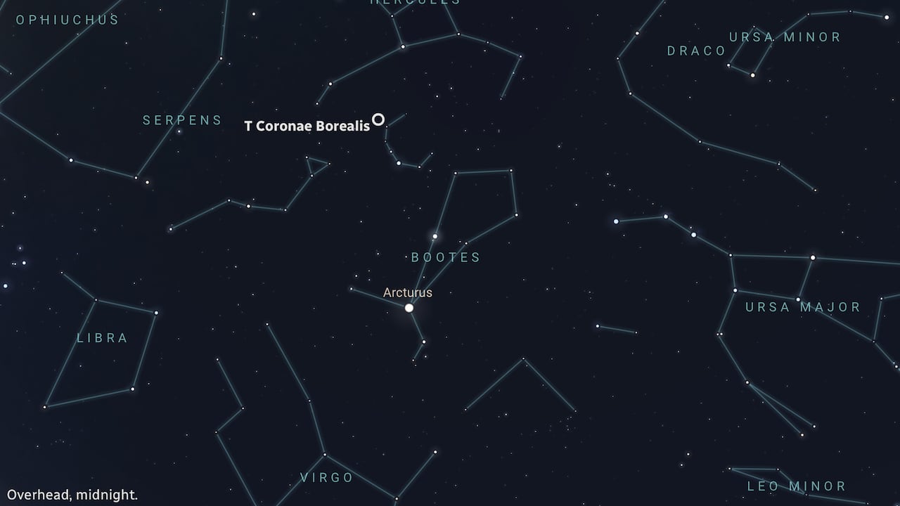 A star chart with a small circle.