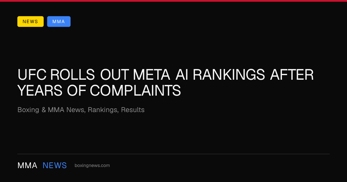 UFC rolls out Meta AI rankings after years of complaints