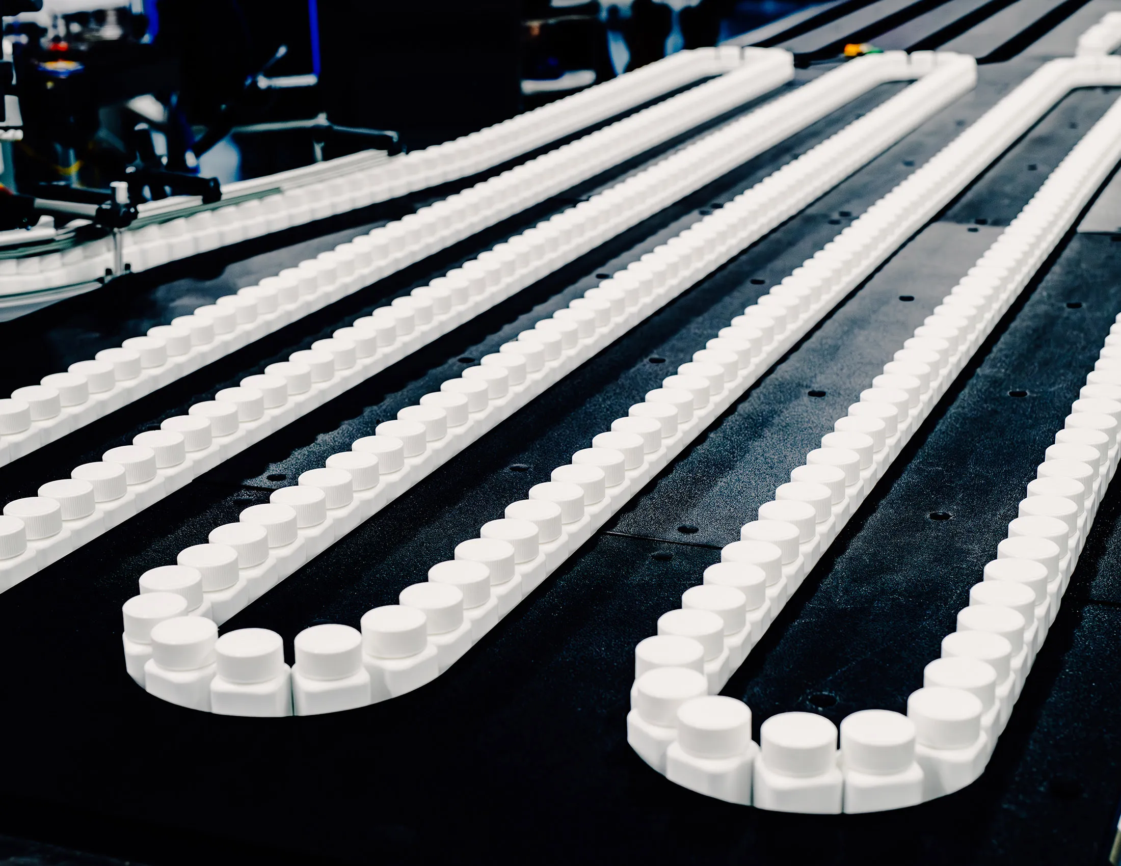 Bottles of Foundayo, the oral GLP-1 Eli Lilly introduced in April, on the assembly line.